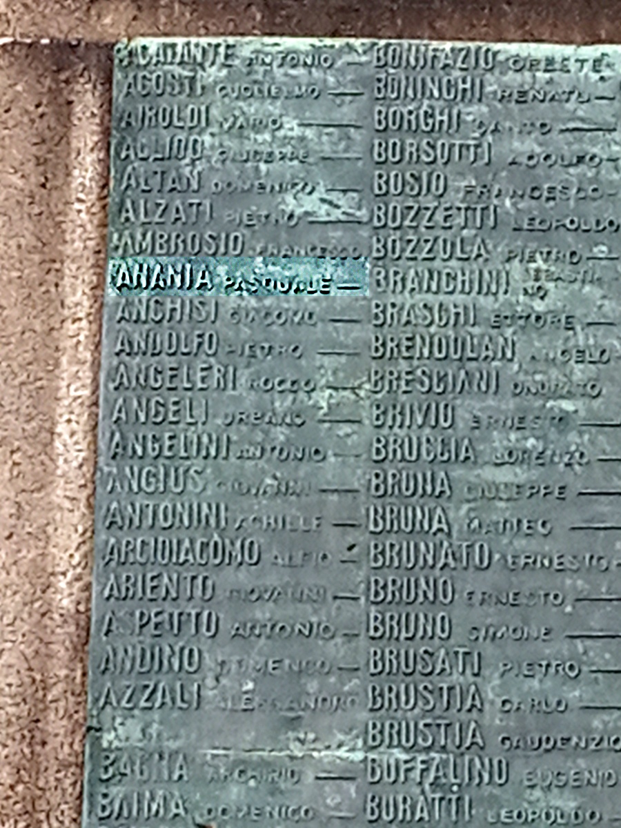 soldato Anania Pasquale di San Marco 
			Argentano sepolto a Novara