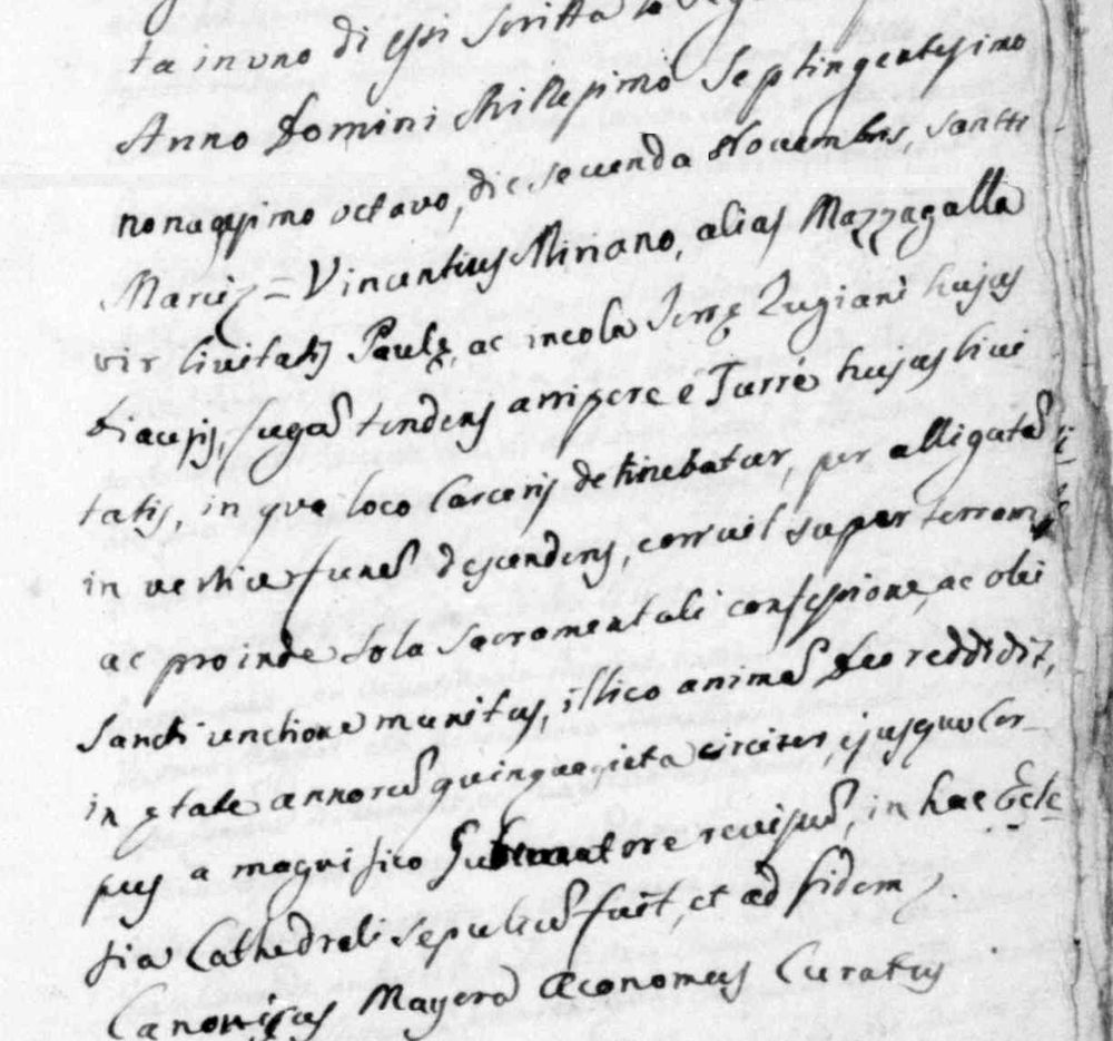 Morte di Vincenzo Miriano 1798