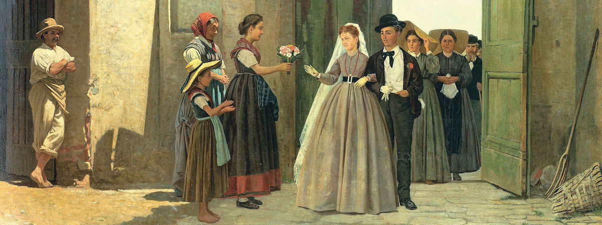 Gli sposi novelli di Silvestro Lega - da https://www.meer.com/it/64134-i-macchiaioli