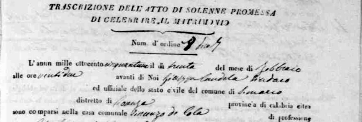 Matrimonio trenta febbraio 1851