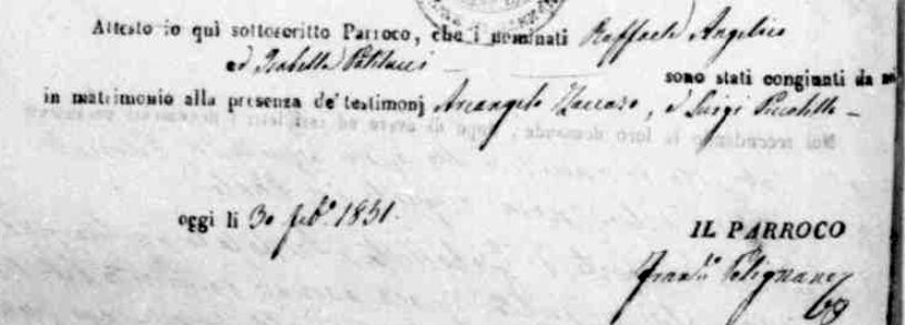 Matrimonio trenta febbraio 1851