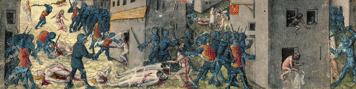 Il saccheggio di Antiochia Miniatura di Sebastien Mamerot sec.XV - da Wikipedia Gallica Digital Library