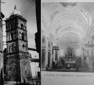 Torre campanaria dopo 1905 e interno cattedrale barocca