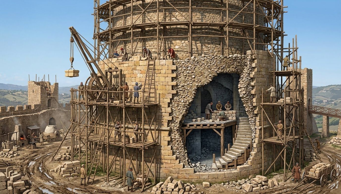 la torre di San Marco Argentano in costruzione - da A.I.