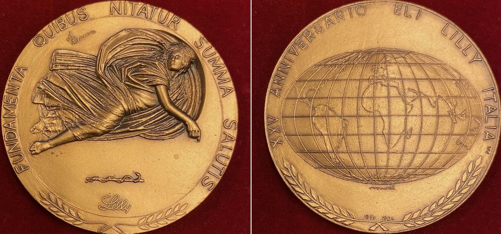 Medaglia dello scultore Eduardo Bruno per Eli Lilly